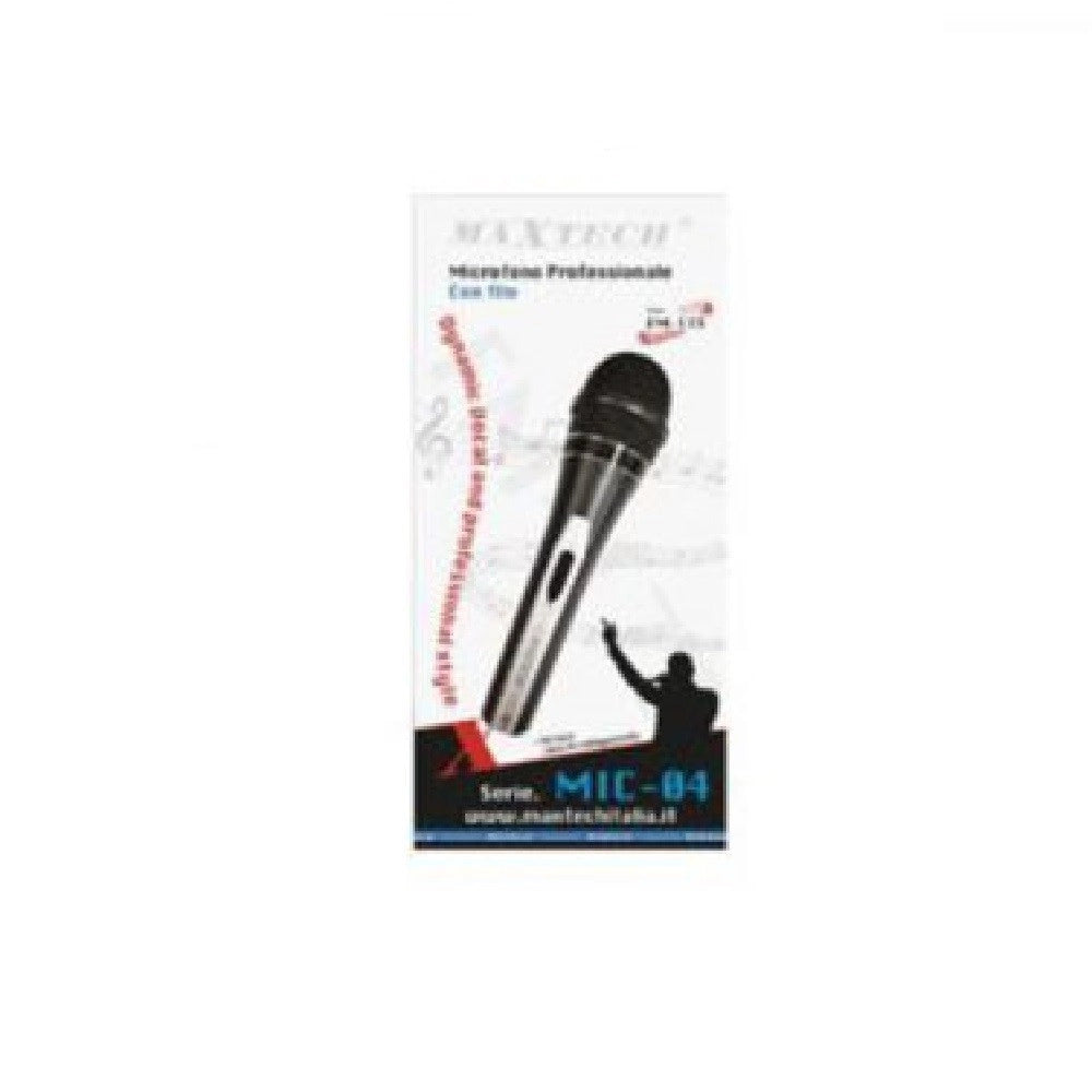 Trade Shop - Microfono Dinamico Unidirezionale 18cm Cavo 2mt Xlr-jack On/off Karaoke Maxtech Mic-04 -
