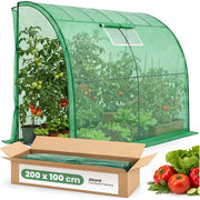 Serra da giardino addossata con struttura in metallo e telo in PE 1 porta 1 finestra Verde 100x200x210 cm
