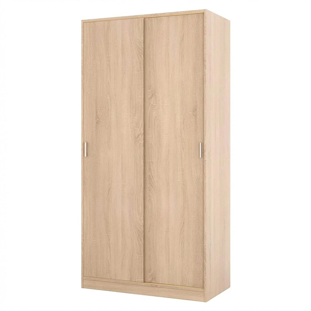 Armadio Guardaroba Vestiti 2 Ante Scorrevoli 1 Ripiano Con Barra Appendiabiti Salvaspazio Ideale Per Arredare Camera Da Letto Stanza Matrimoniale Cameretta 200 x 100 x 50 Cm Rovere Canadese