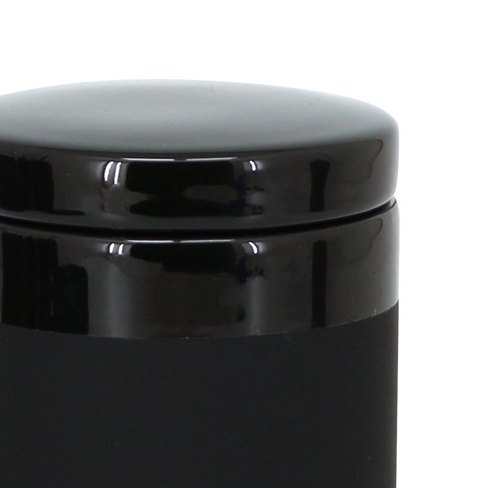 Barattolo porta cotone nero con coperchio - serie Black