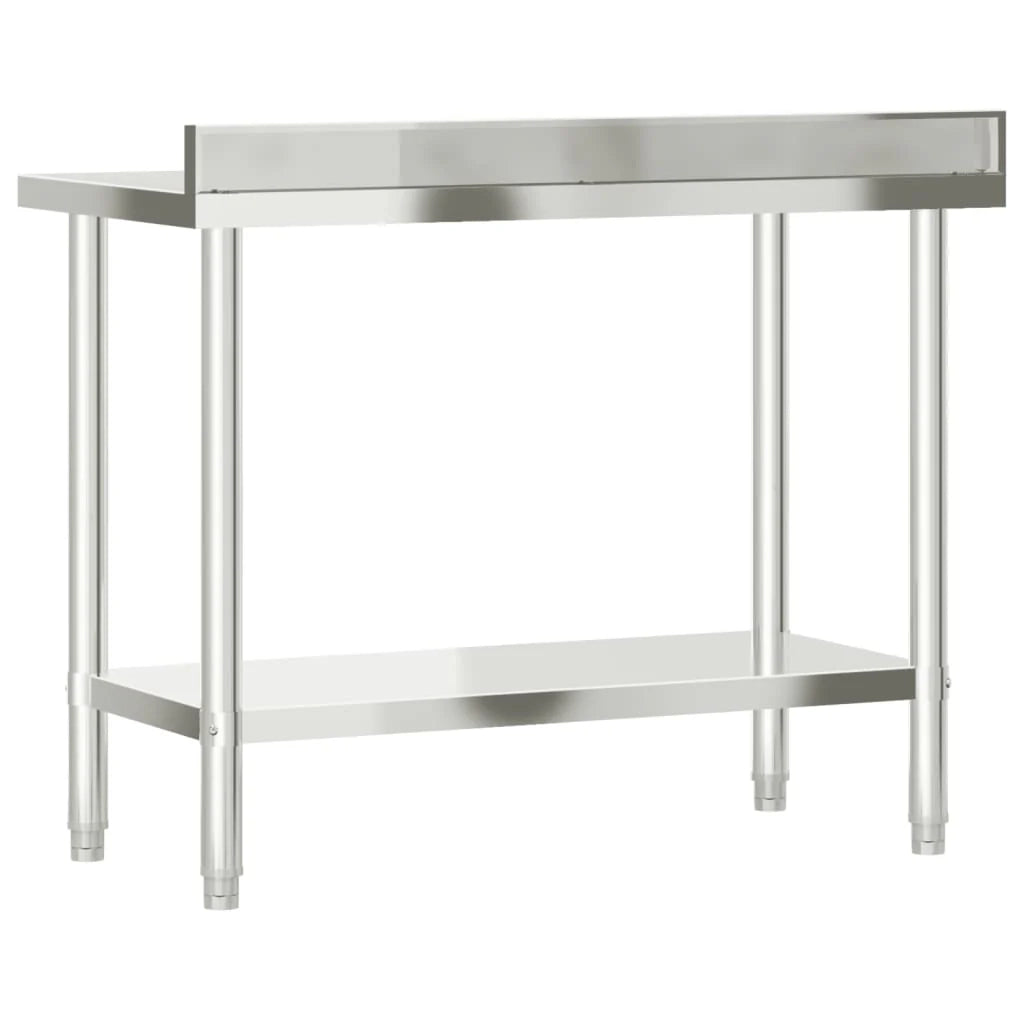 Tavolo da lavoro professionale da cucina con alzatina 110 x 55 x 93 cm acciaio inox 02_0045408
