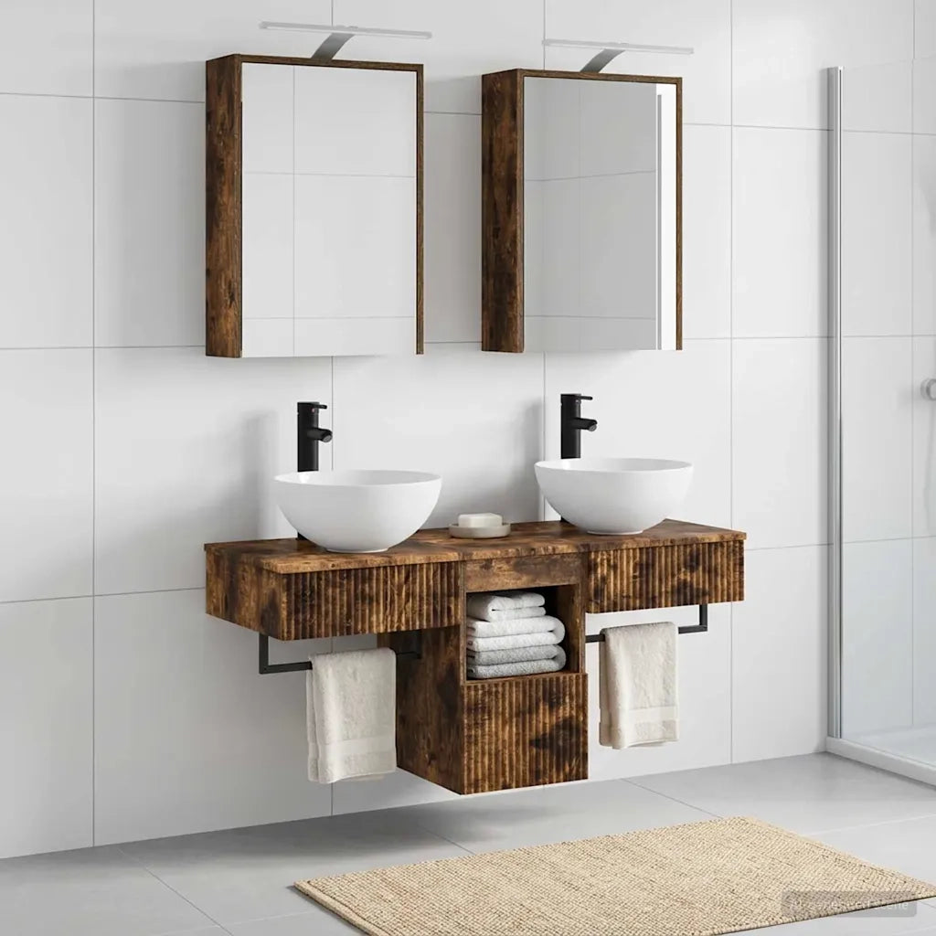 Set di Armadi da Bagno 5 pcs Rovere Fumo 43 x 16 x 62,5 cm 3406283