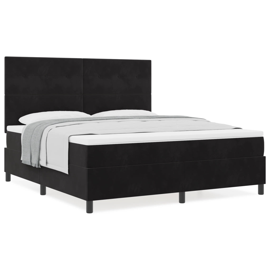 Letto Box Spring con Materasso Nero Super King Velluto