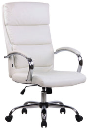 Sedia direzionale Bradford in similpelle o tessuto bianco,Finta pelle
