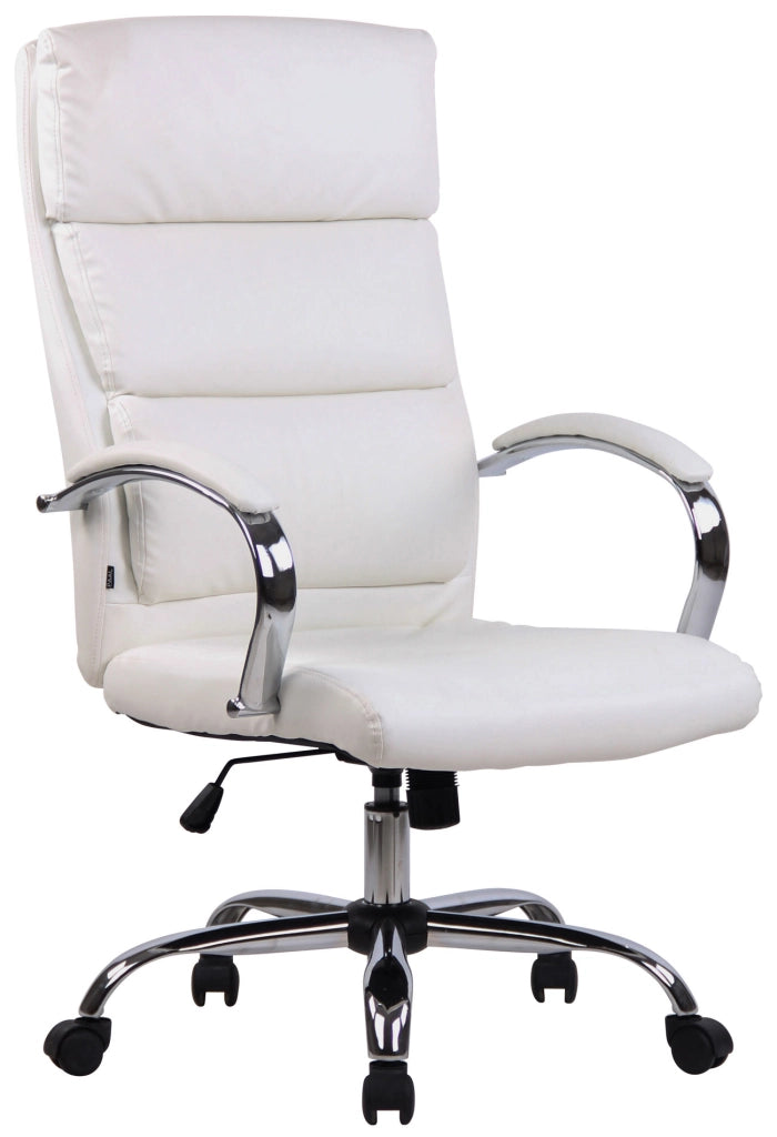 Sedia direzionale Bradford in similpelle o tessuto bianco,Finta pelle
