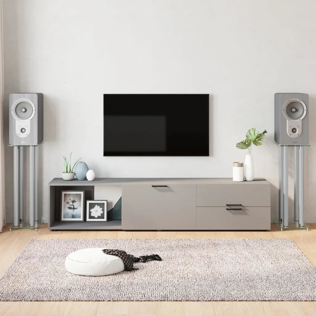 Pedane Casse 2 pz Argento Vetro Temperato Design a 4 Pilastri CFW4970722