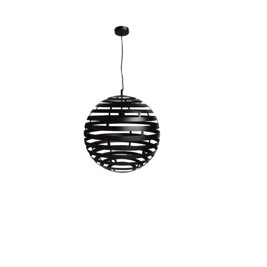 Lampada a sospensione sferica H340 nera 50 cm con lamelle