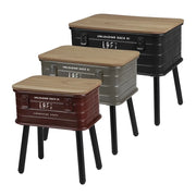 Set di 3 tavolini ausiliari metallici multicolori in stile industriale collezione AREA