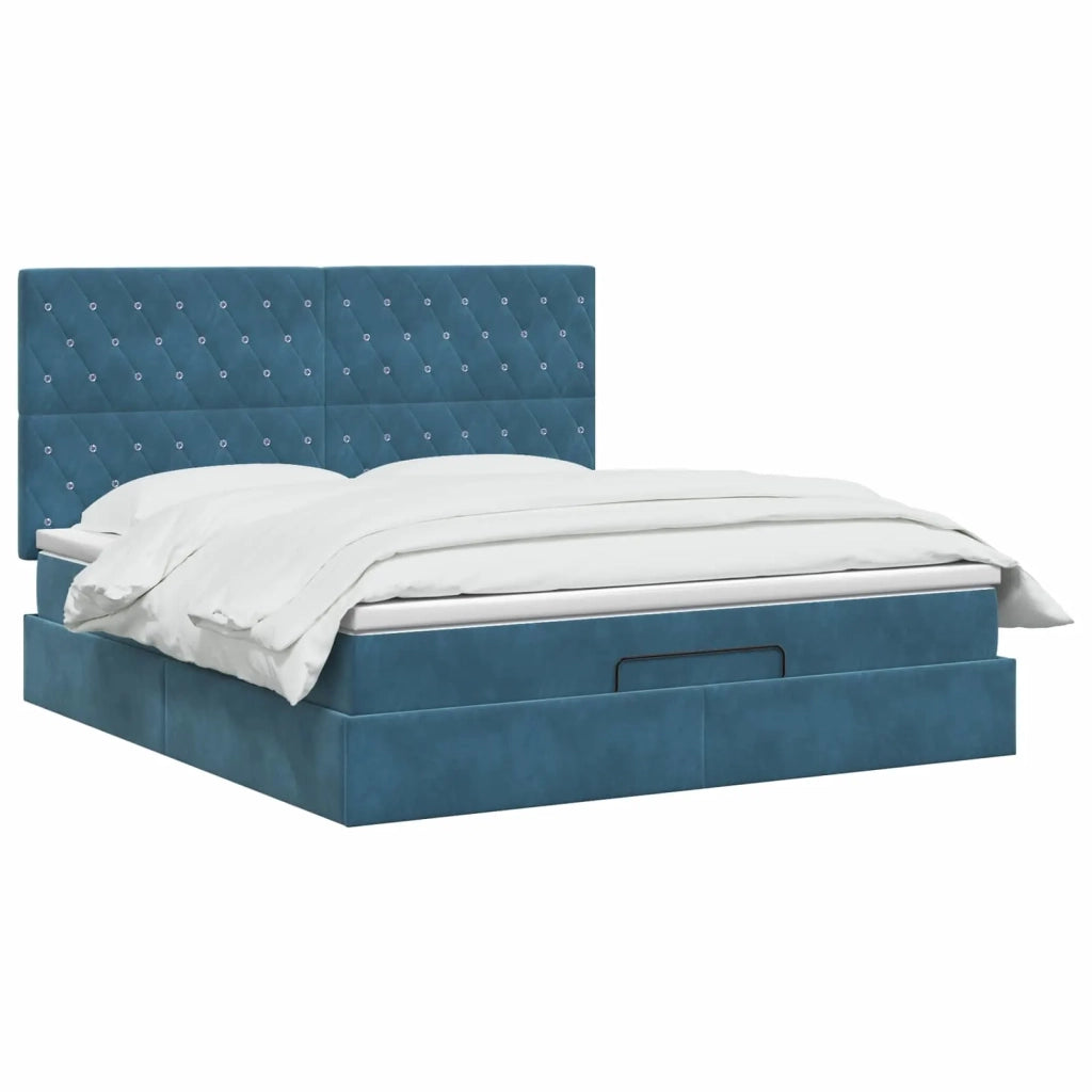 Letto ottomano con materasso Blu Scuro 160 x 200 cm Velluto 3457663