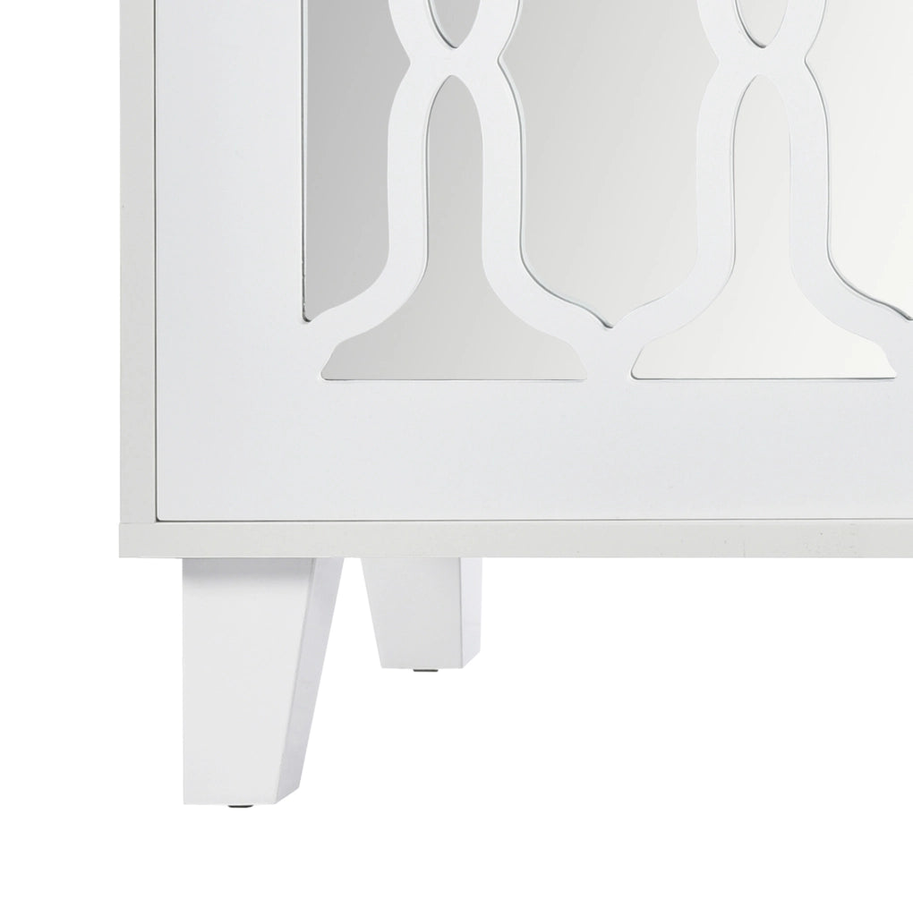 CREDENZA 160x40x84 cm bianca con 4 ante superficie a specchio in MDF