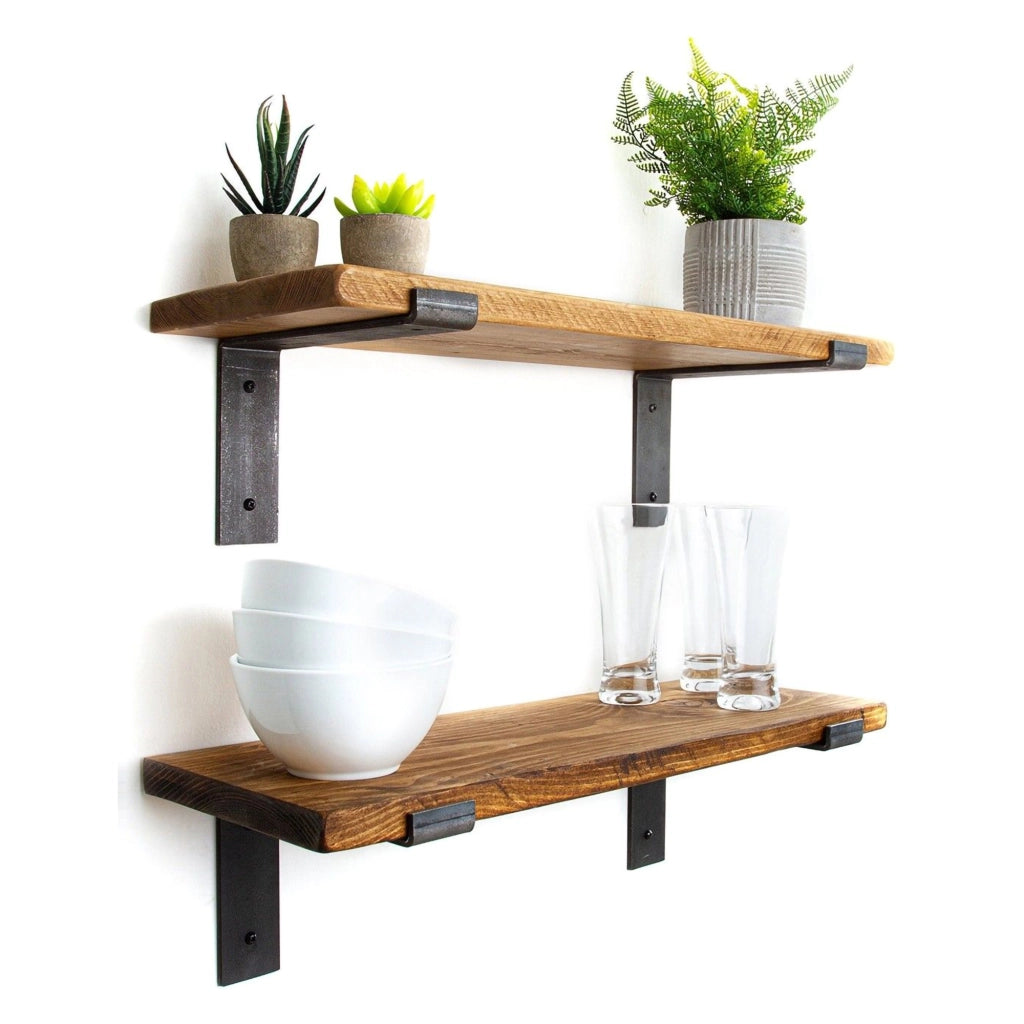 Rende, Mensola 2 Ripiani, 40x14x16h cm Marrone Naturale