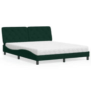 Letto con Materasso Verde Scuro 160x200 cm in Velluto