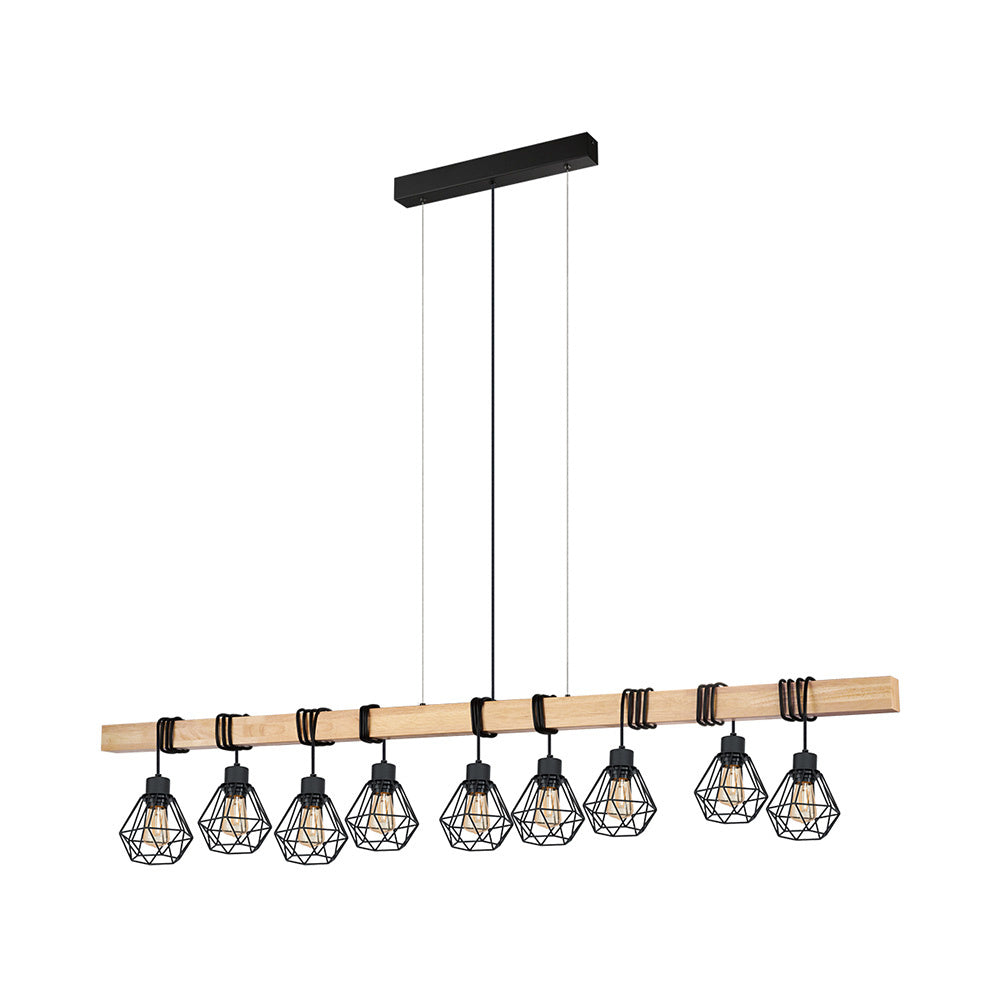 Lampadario Industrial Townshend 5 9 Luci Metallo Nero E Marrone