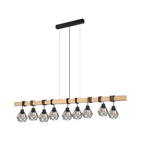 Lampadario Industrial Townshend 5 9 Luci Metallo Nero E Marrone
