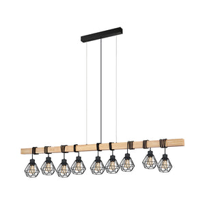 Lampadario Industrial Townshend 5 9 Luci Metallo Nero E Marrone