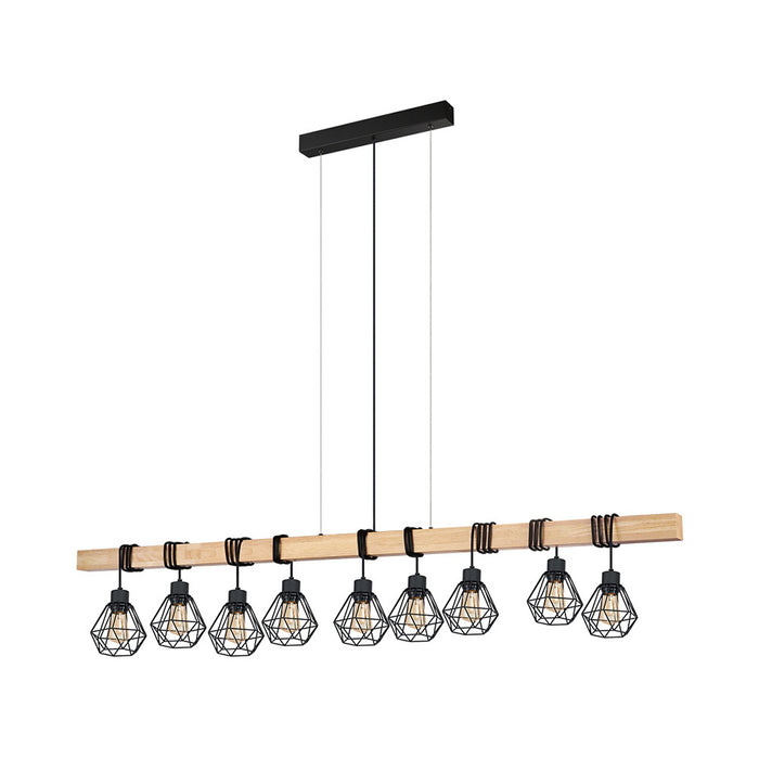Lampadario Industrial Townshend 5 9 Luci Metallo Nero E Marrone