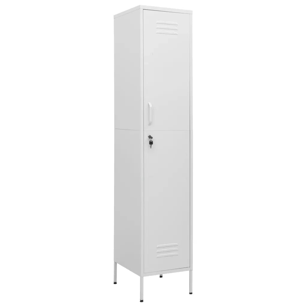 Armadietto da ufficio moderno 35 x 46 x 180 cm con ripiani regolabili finitura in acciaio bianco 02_0046893