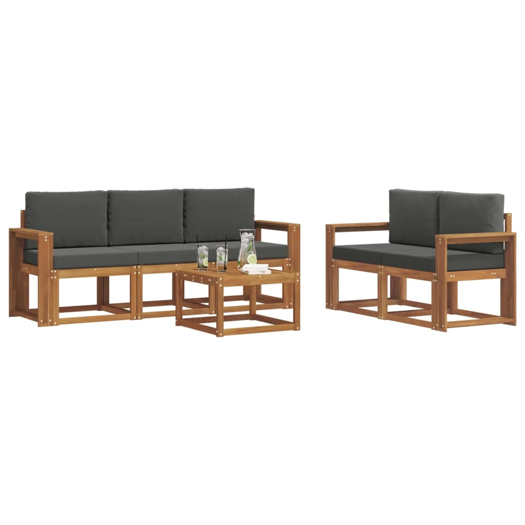 Set di divani da esterno con cuscino 6 pcs Naturale e Antracite 3366015