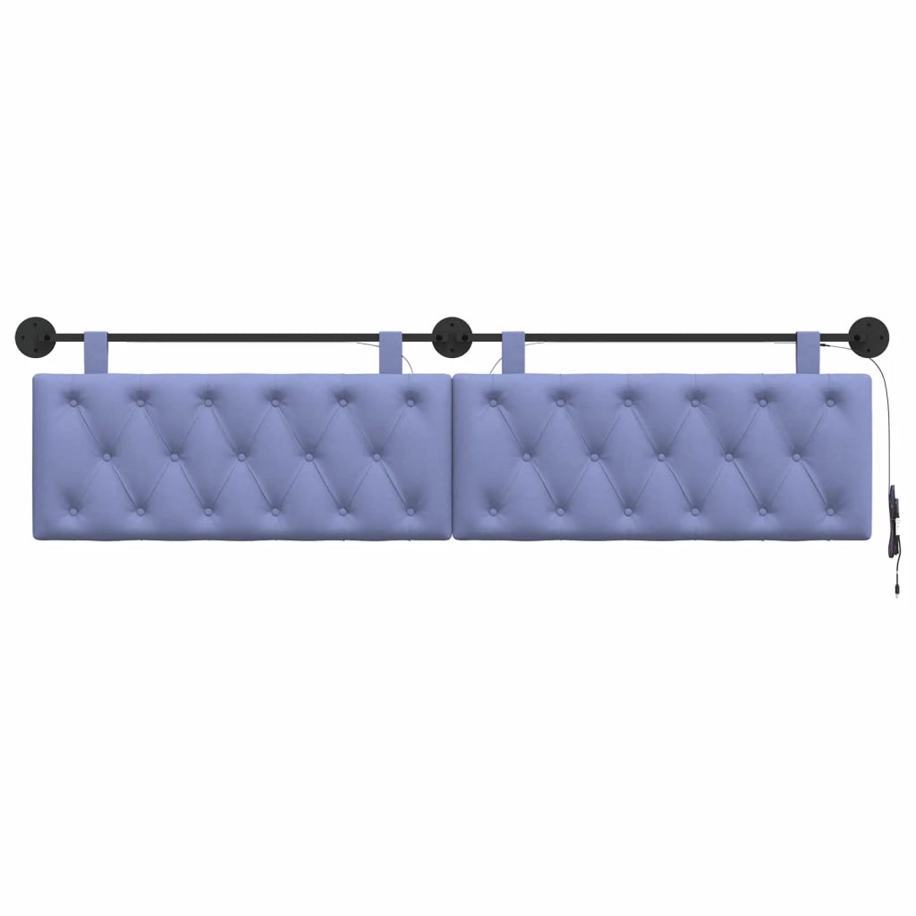 Testiera sospesa Con luce LED Blu jeans Tessuto