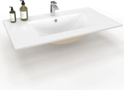IDMarket - Lavabo rettangolare da incasso in ceramica bianca L. 81 x L. 46 x H. 17 cm