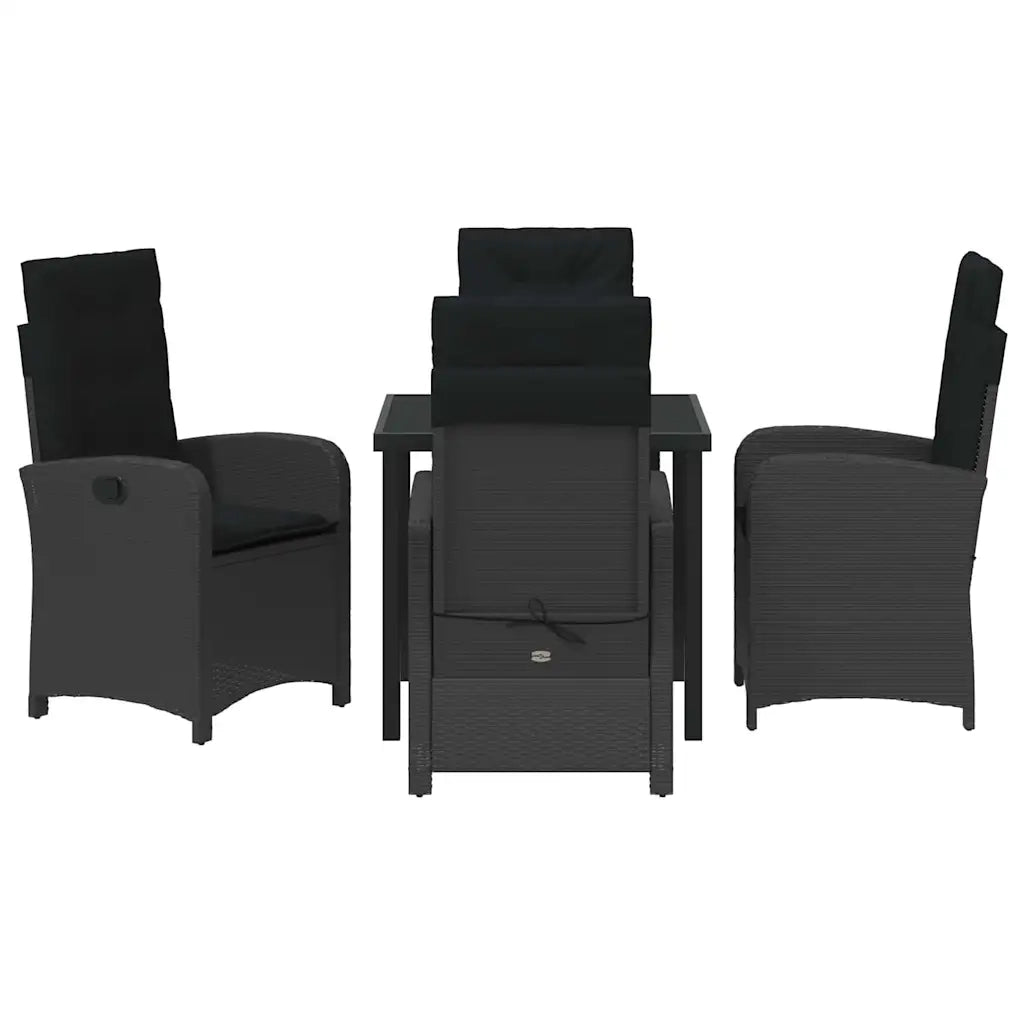 Set da Pranzo per Giardino con cuscino 5 pcs Nero polyrattan 3380261