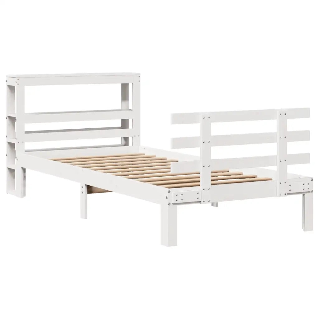 vidaXL Giroletto con Testiera Bianco 75x190 cm Legno Massello di Pino