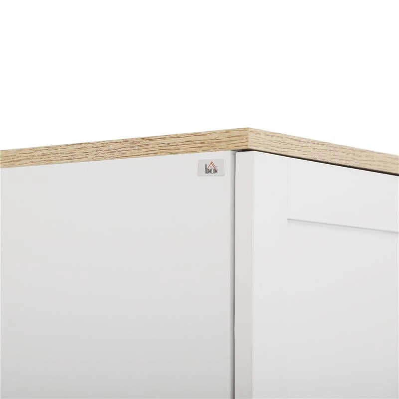 MOBILE DISPENSA DA CUCINA IN LEGNO CON 5 RIPIANI REGOLABILI E 4 ANTE 60X30X170.5 CM BIANCO E COLOR LEGNO