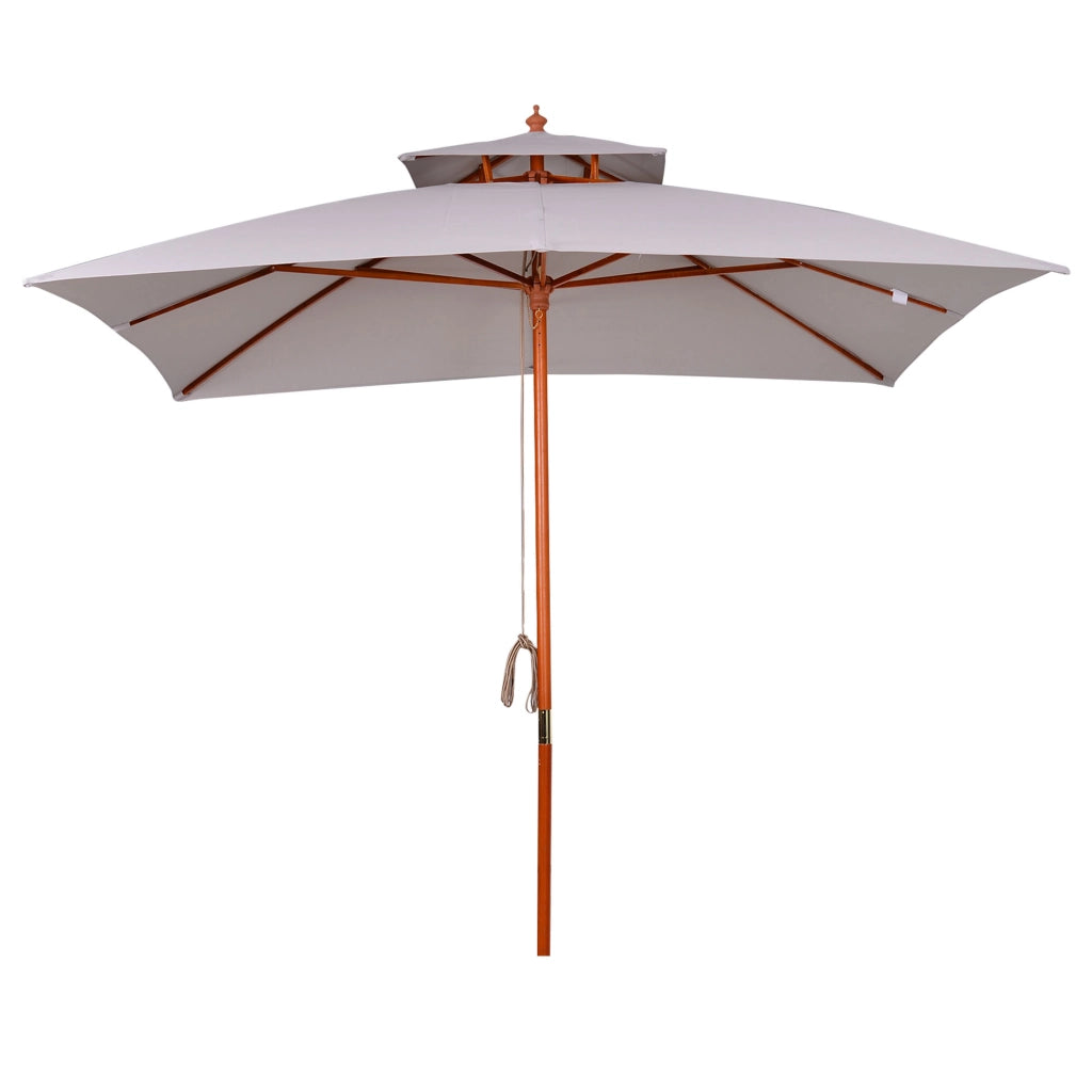 Ombrellone da Giardino 3x3m ¨C zephmum ¨C Grigio, 8 Stecche in Bamb¨´, Copertura a 2 Livelli