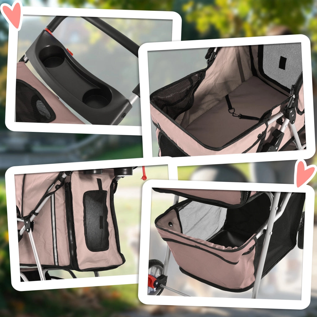 Carrello per cani pieghevole con portabicchieri e copertura ¨C zephmum ¨C marrone
