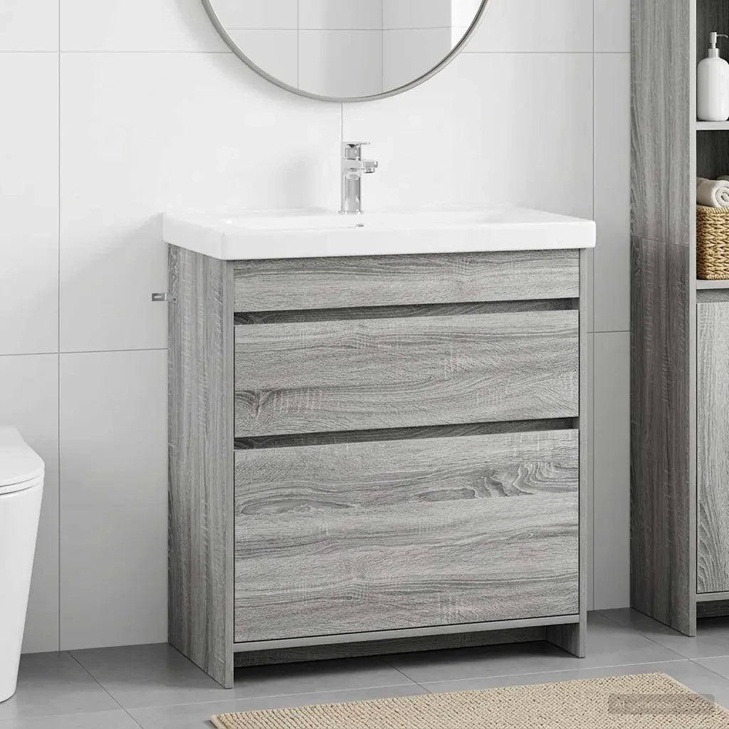 Mobiletto da Bagno Sotto Lavabo Sonoma grigio 890741
