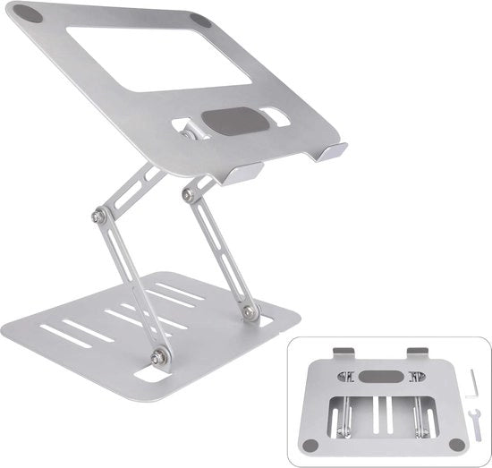 Stand per Laptop Regolabile in Altezza per Notebook da 10 a 17 Pollici - Stabile e Antiscivolo (Argento Grigio)