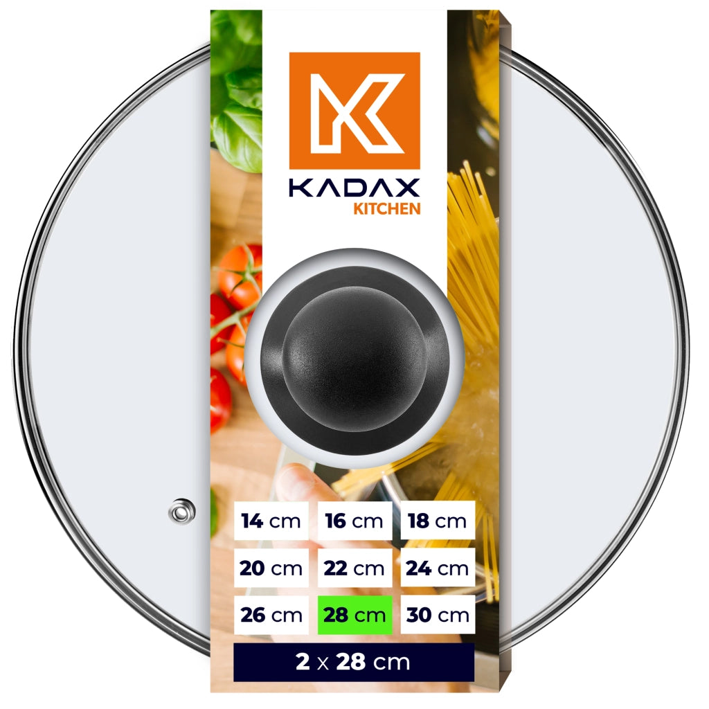 Set di 2 coperchi in vetro KADAX da 28 cm, resistenti al calore, per pentole e padelle.