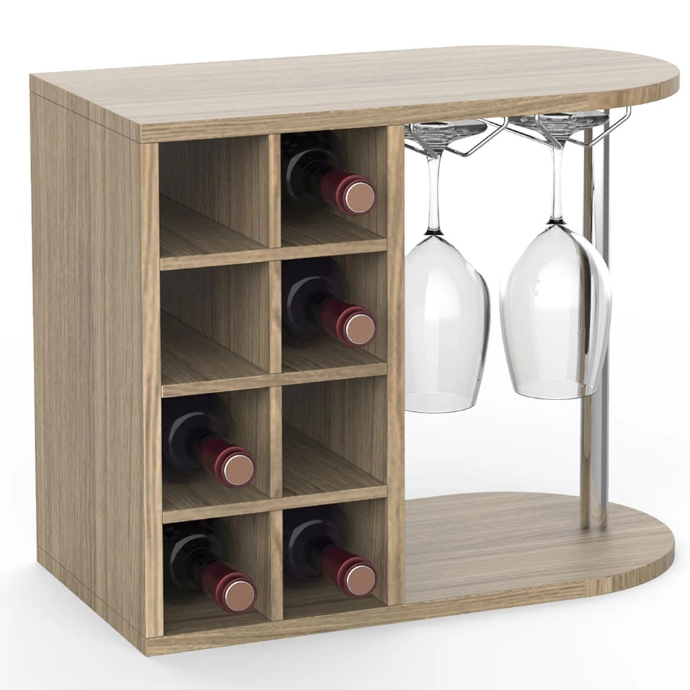 Scaffale Bar Cantinetta Vino Parete Legno Cantina 8 Posti + Porta Calici Querci