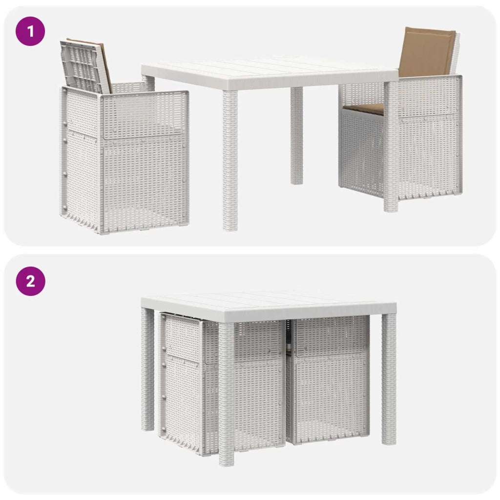 Set da Pranzo per Giardino 3 pcs Bianco e Tortora PP 3430049
