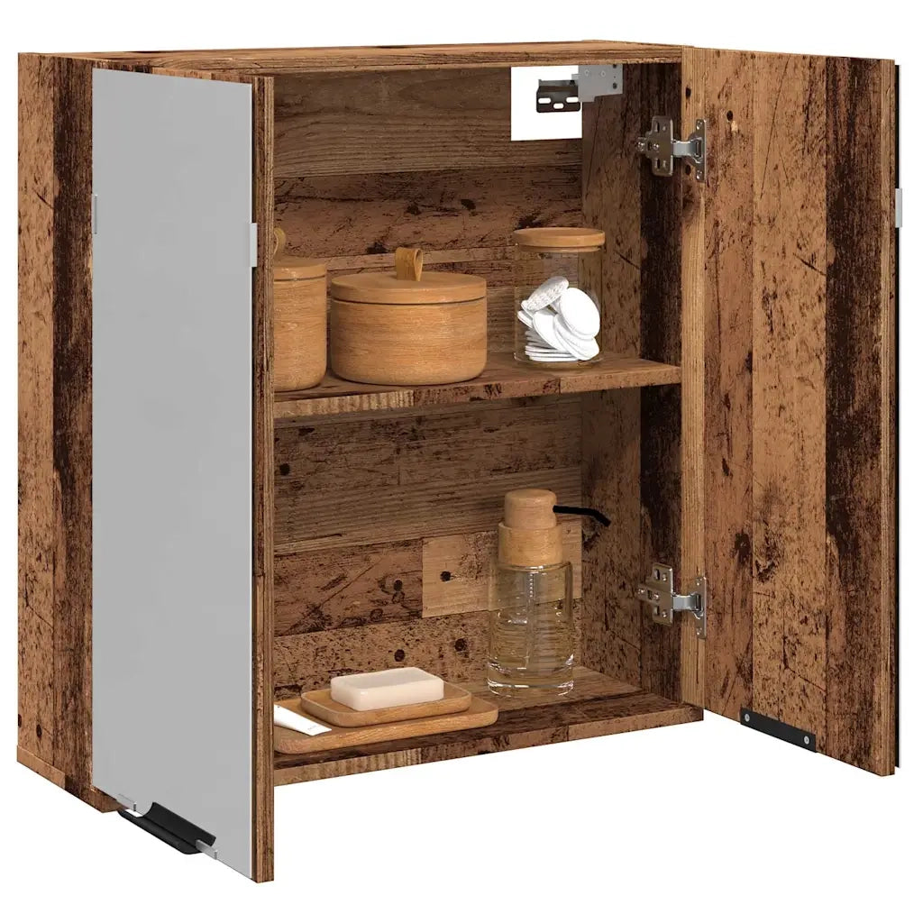 Mobile Bagno con Specchio Legno Antico Legno Multistrato 856940