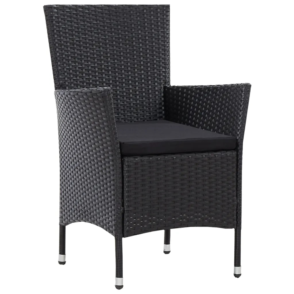 Set da Pranzo da Giardino 5 pz in Polyrattan Nero 45978