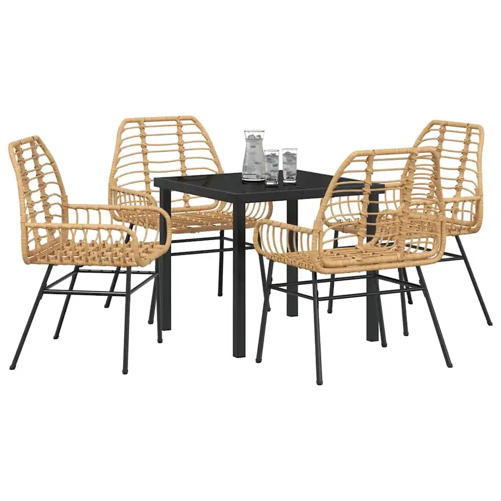 Set da Pranzo per Giardino 5 pcs Marrone polyrattan 3380849