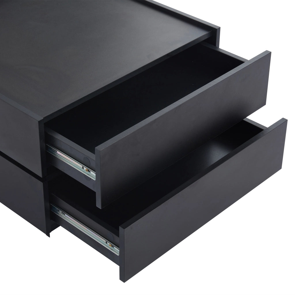 TAVOLINO DA CAFFÈ Girevole 360° 60x60x38 cm Nero con 2 Cassetti