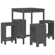 Set Bar da Giardino 5 pz | Set Salotto da Giardino Grigio in Legno Massello di Pino