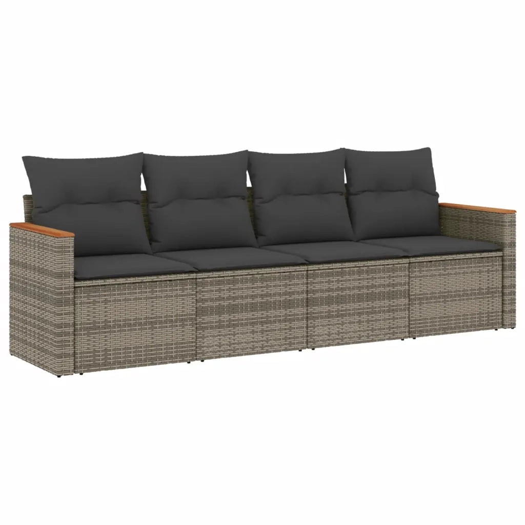 Set Divani da Giardino 4 pz | Set Salotto da Giardino con Cuscini in Polyrattan Grigio