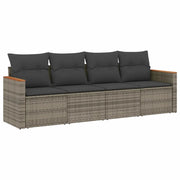 Set Divani da Giardino 4 pz | Set Salotto da Giardino con Cuscini in Polyrattan Grigio