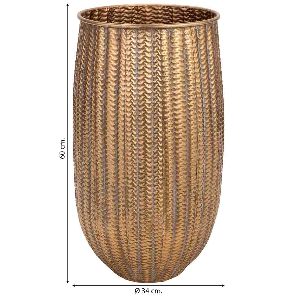 Vaso in metallo dorato 34x34x60h cm