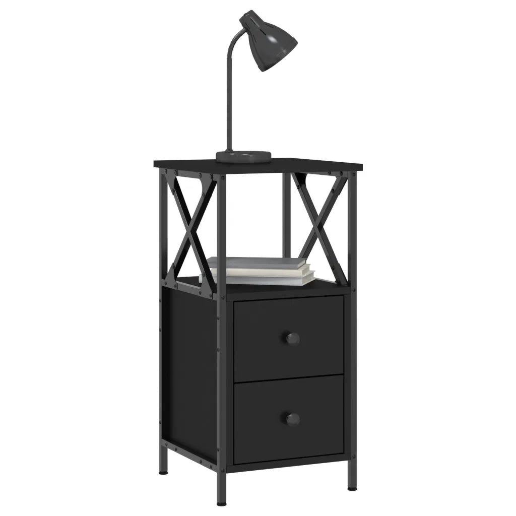 Comodino Nero 34x35,5x70 cm in Legno Multistrato 825943