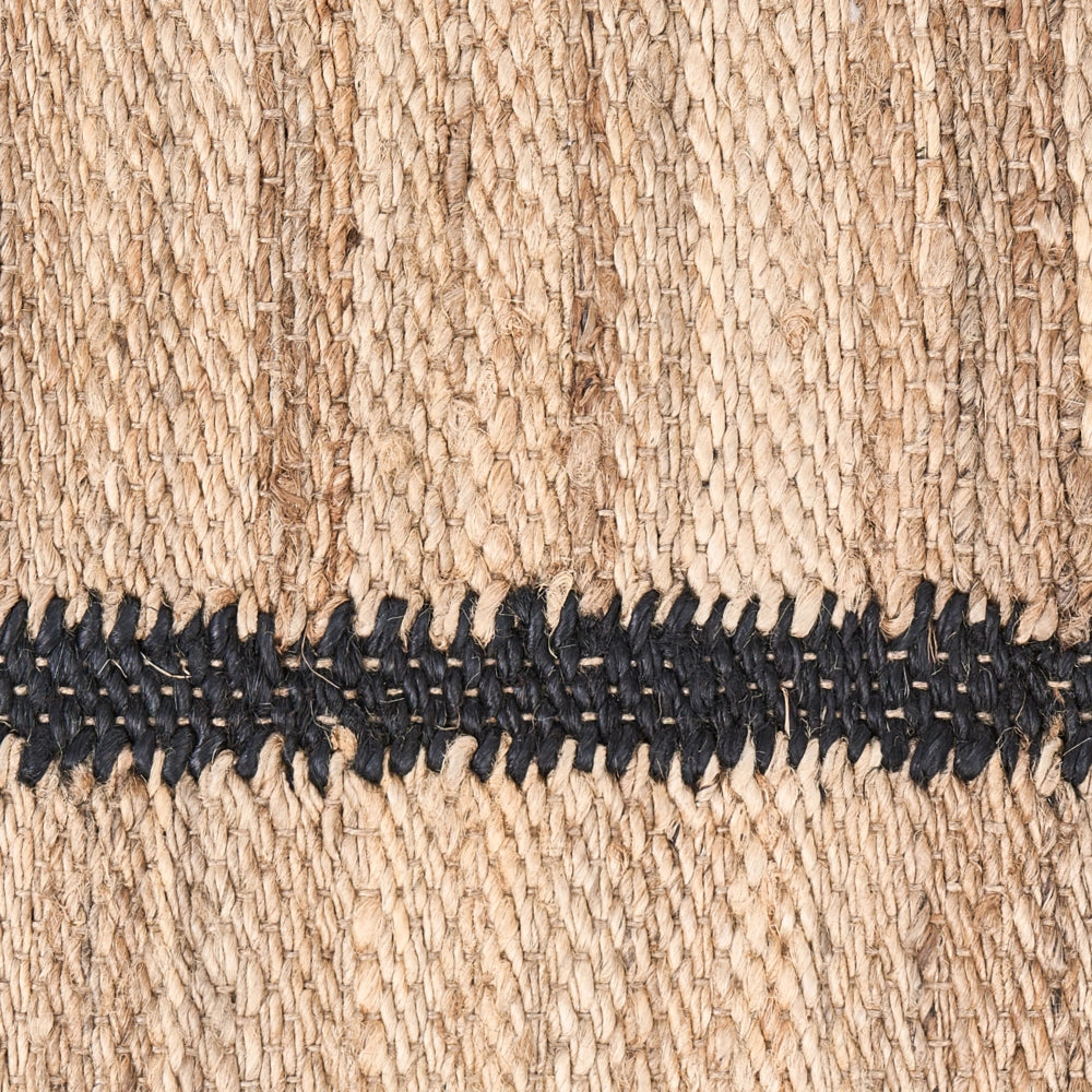 Tappeto beige e nero in juta 160 x 230 cm con motivo rettangolare intrecciato in stile rustico per soggiorno e camera da letto