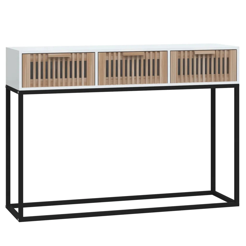 Tavolino Consolle | Tavolo d'Ingresso Bianco 105x30x75 cm Legno Multistrato e Ferro