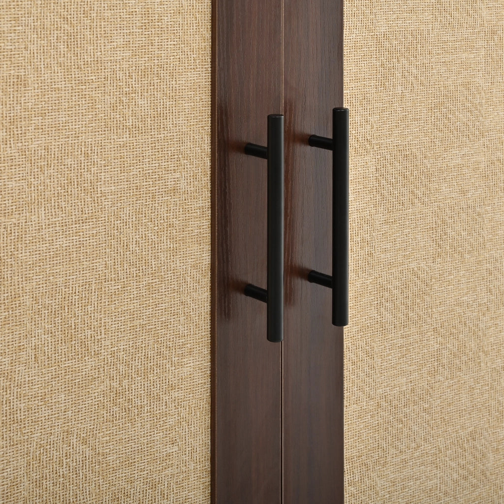 Madia con 8 ante e frontali effetto intrecciato - in MDF - 120x20x180 cm - noce