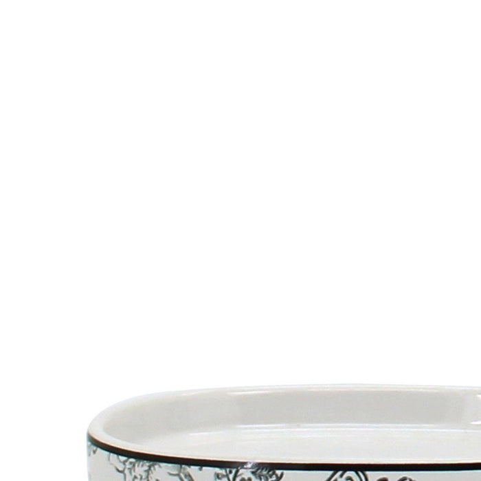 Portasapone in ceramica bianco con decori - serie Fiori