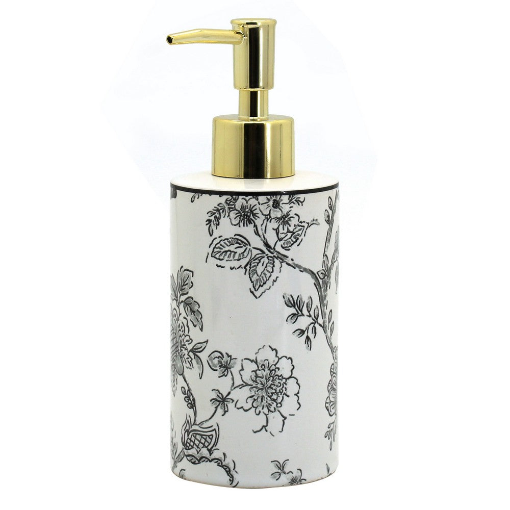 Dispenser in ceramica bianco con decori - serie Fiori