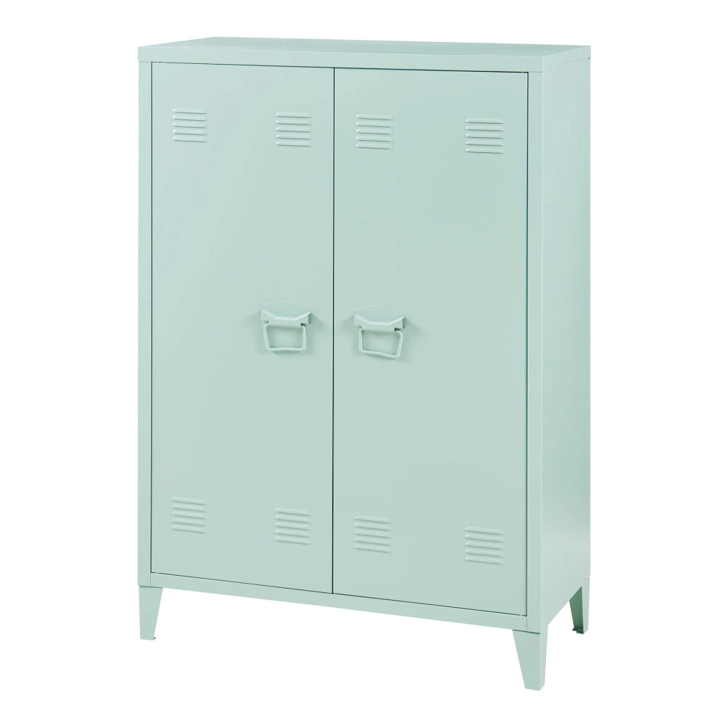 Armadietto da ufficio in metallo con 2 ante 110 x 75 x 33 cm verde pastello 03_0009181