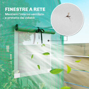 Serra da Giardino 170x68x200 cm Porta Avvolgibile e Finestre a Rete con Rivestimento in PE Verde